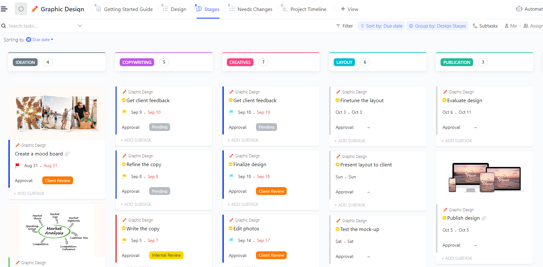 Modello di gestione del design grafico di ClickUp